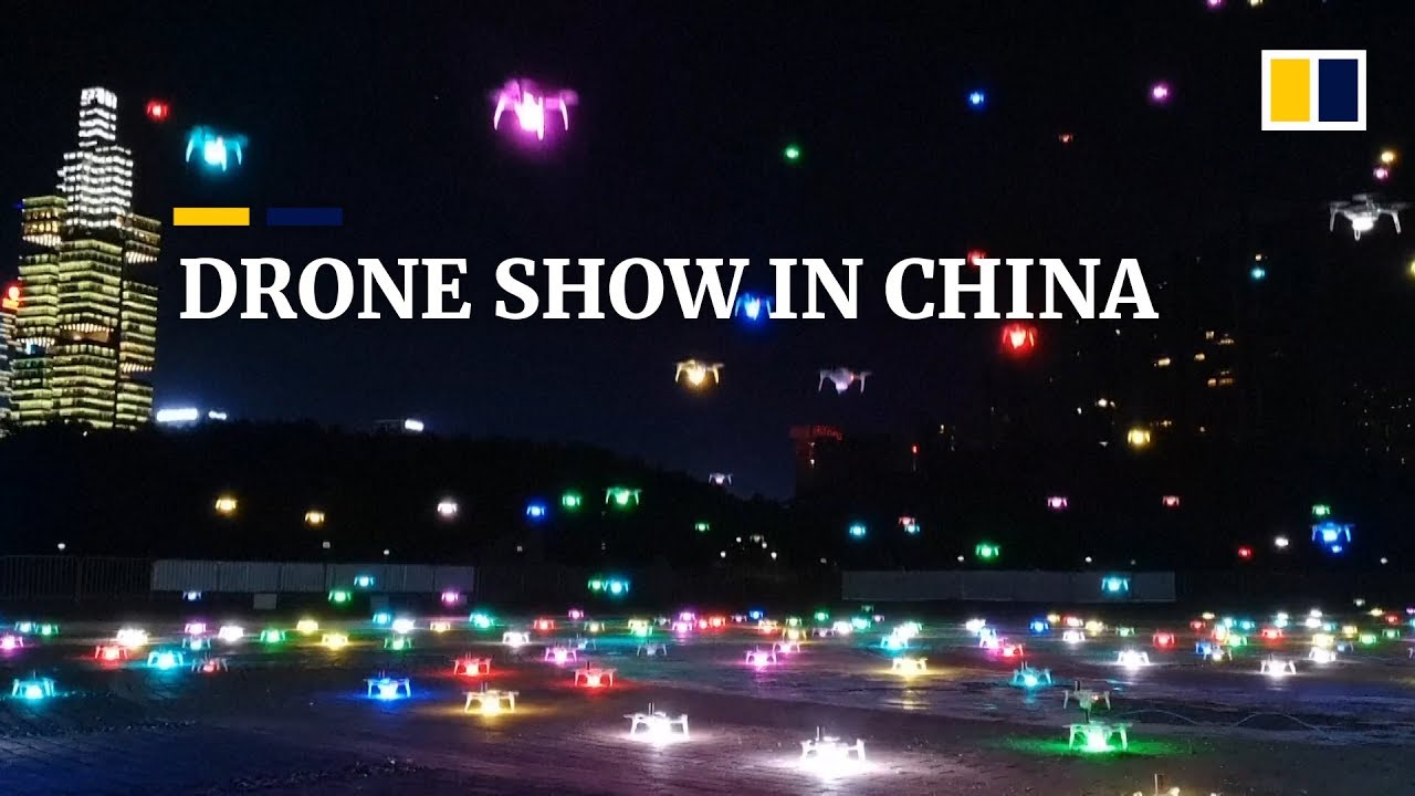 Drone show drones night sky light china